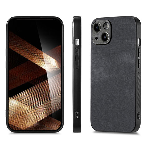 Coque Silicone Gel Motif Cuir Housse Etui SD3 pour Apple iPhone 14 Plus Noir