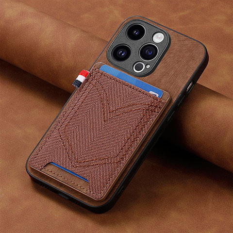 Coque Silicone Gel Motif Cuir Housse Etui SD3 pour Apple iPhone 14 Pro Marron