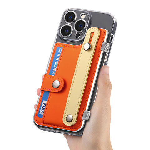 Coque Silicone Gel Motif Cuir Housse Etui SD3 pour Apple iPhone 14 Pro Orange