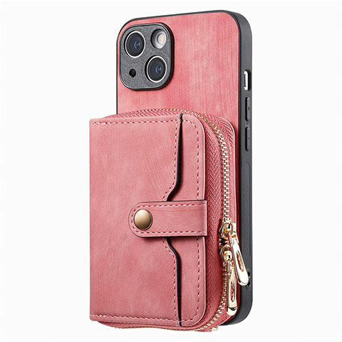 Coque Silicone Gel Motif Cuir Housse Etui SD3 pour Apple iPhone 15 Plus Rose