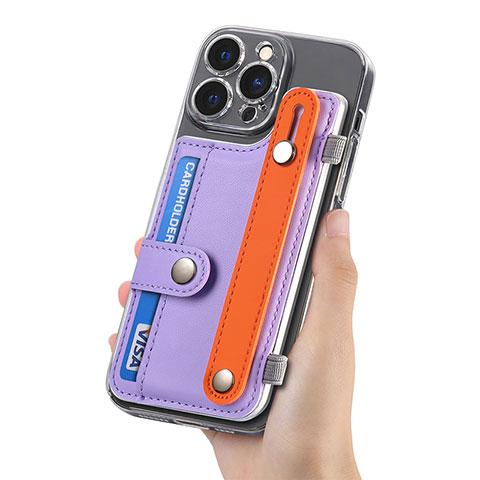 Coque Silicone Gel Motif Cuir Housse Etui SD3 pour Apple iPhone 16 Pro Violet Clair