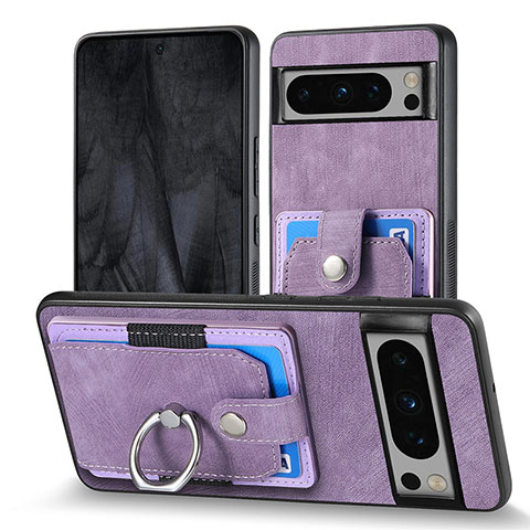 Coque Silicone Gel Motif Cuir Housse Etui SD3 pour Google Pixel 8 Pro 5G Violet