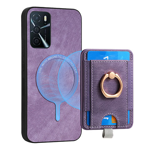 Coque Silicone Gel Motif Cuir Housse Etui SD3 pour Oppo A16 Violet Clair