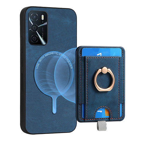 Coque Silicone Gel Motif Cuir Housse Etui SD3 pour Oppo A16s Bleu