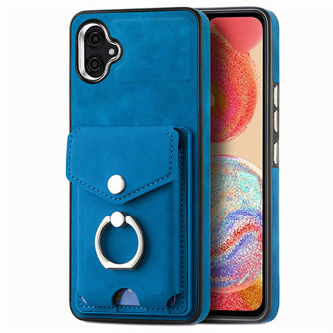 Coque Silicone Gel Motif Cuir Housse Etui SD3 pour Samsung Galaxy A04E Bleu