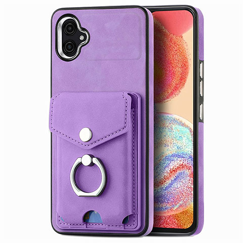 Coque Silicone Gel Motif Cuir Housse Etui SD3 pour Samsung Galaxy A04E Violet