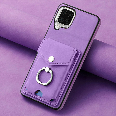 Coque Silicone Gel Motif Cuir Housse Etui SD3 pour Samsung Galaxy A12 5G Violet