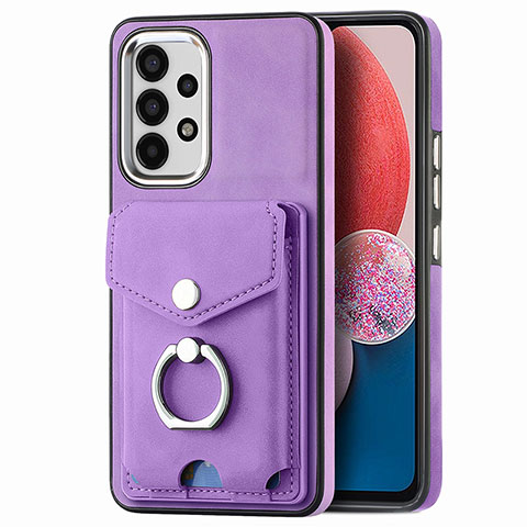 Coque Silicone Gel Motif Cuir Housse Etui SD3 pour Samsung Galaxy A13 4G Violet