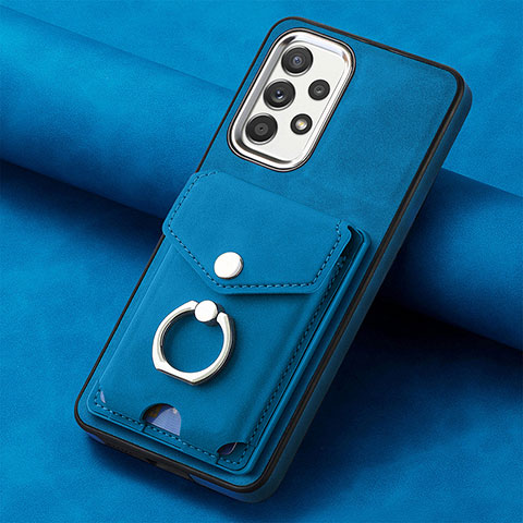 Coque Silicone Gel Motif Cuir Housse Etui SD3 pour Samsung Galaxy A23 5G Bleu