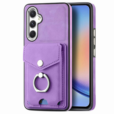 Coque Silicone Gel Motif Cuir Housse Etui SD3 pour Samsung Galaxy A34 5G Violet Clair