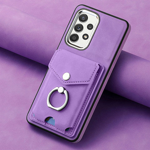 Coque Silicone Gel Motif Cuir Housse Etui SD3 pour Samsung Galaxy A52 4G Violet