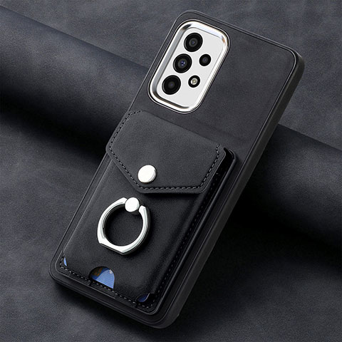 Coque Silicone Gel Motif Cuir Housse Etui SD3 pour Samsung Galaxy A73 5G Noir