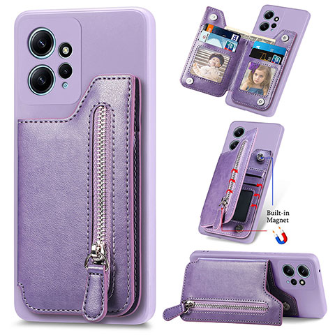 Coque Silicone Gel Motif Cuir Housse Etui SD3 pour Xiaomi Redmi Note 12 4G Violet