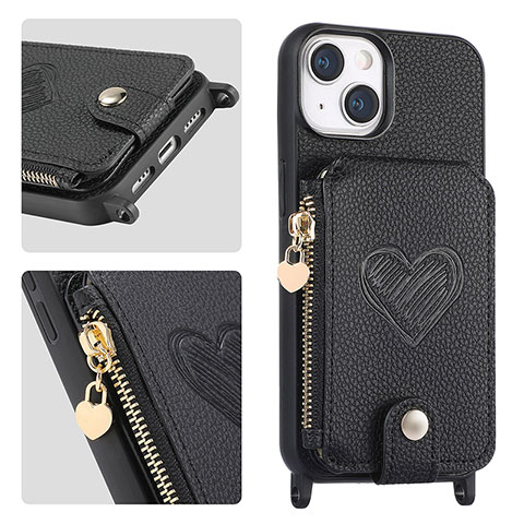 Coque Silicone Gel Motif Cuir Housse Etui SD4 pour Apple iPhone 14 Plus Noir