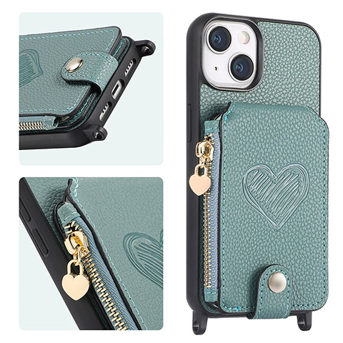 Coque Silicone Gel Motif Cuir Housse Etui SD4 pour Apple iPhone 14 Vert