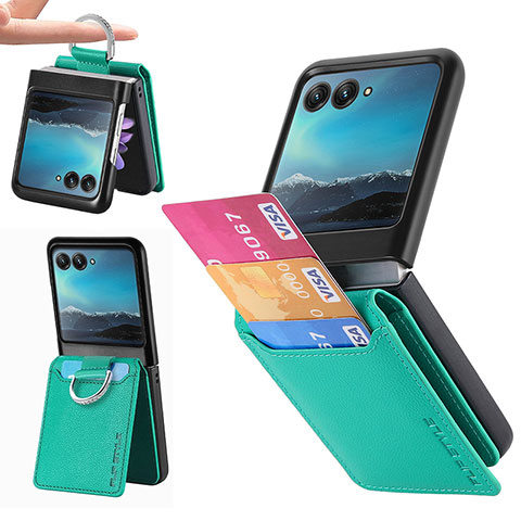 Coque Silicone Gel Motif Cuir Housse Etui SD4 pour Motorola Moto Razr 40 Ultra 5G Vert