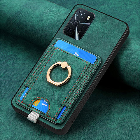 Coque Silicone Gel Motif Cuir Housse Etui SD4 pour Oppo A54s Vert