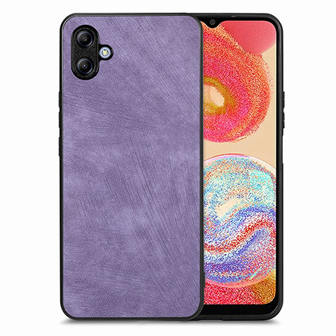 Coque Silicone Gel Motif Cuir Housse Etui SD4 pour Samsung Galaxy A04 4G Violet