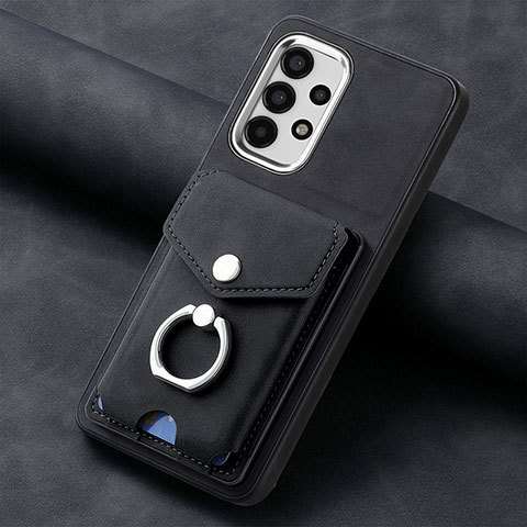 Coque Silicone Gel Motif Cuir Housse Etui SD4 pour Samsung Galaxy A13 4G Noir