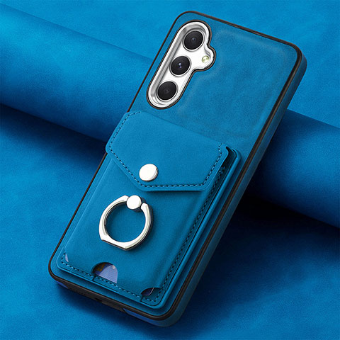 Coque Silicone Gel Motif Cuir Housse Etui SD4 pour Samsung Galaxy A13 5G Bleu
