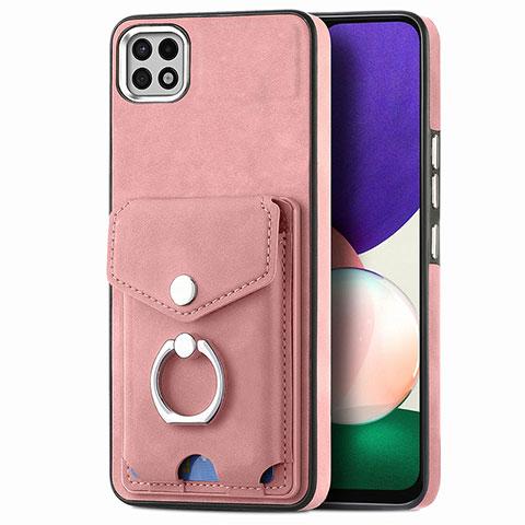 Coque Silicone Gel Motif Cuir Housse Etui SD4 pour Samsung Galaxy A22 5G Rose