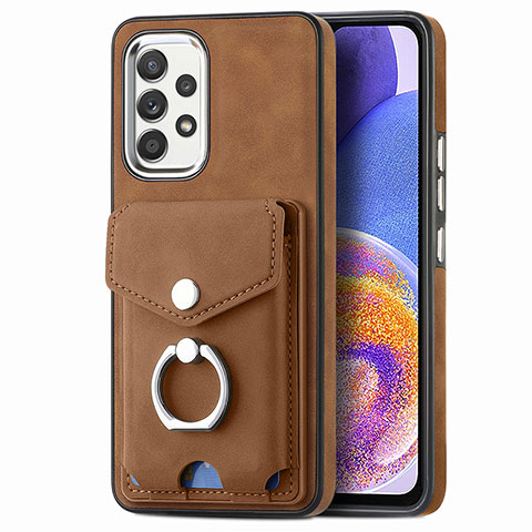 Coque Silicone Gel Motif Cuir Housse Etui SD4 pour Samsung Galaxy A23 4G Marron