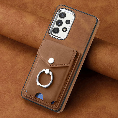 Coque Silicone Gel Motif Cuir Housse Etui SD4 pour Samsung Galaxy A32 5G Marron