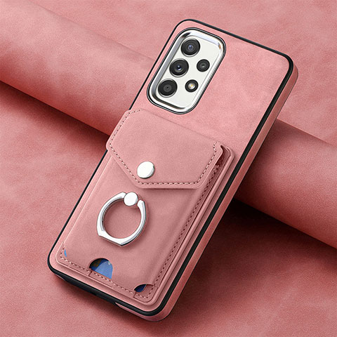 Coque Silicone Gel Motif Cuir Housse Etui SD4 pour Samsung Galaxy A32 5G Rose