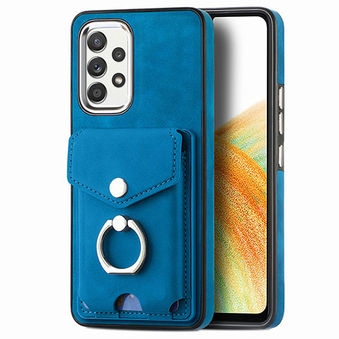 Coque Silicone Gel Motif Cuir Housse Etui SD4 pour Samsung Galaxy A33 5G Bleu