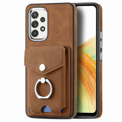 Coque Silicone Gel Motif Cuir Housse Etui SD4 pour Samsung Galaxy A33 5G Marron