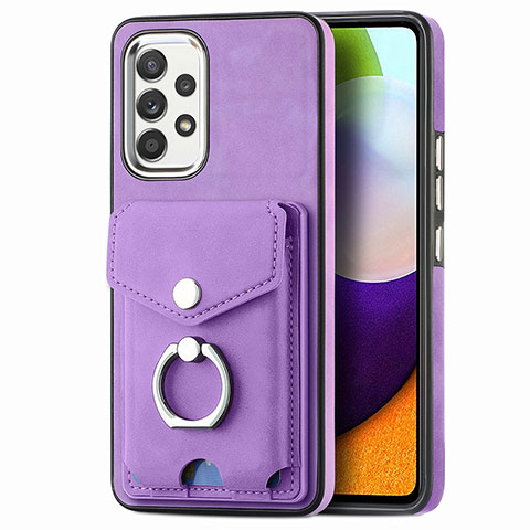 Coque Silicone Gel Motif Cuir Housse Etui SD4 pour Samsung Galaxy A52 4G Violet