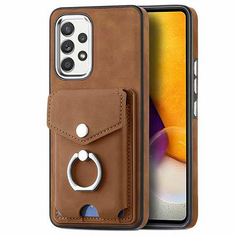 Coque Silicone Gel Motif Cuir Housse Etui SD4 pour Samsung Galaxy A72 4G Marron