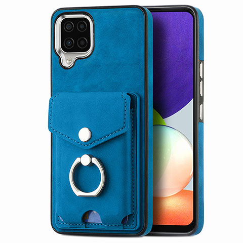 Coque Silicone Gel Motif Cuir Housse Etui SD4 pour Samsung Galaxy M32 4G Bleu