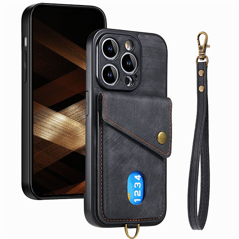 Coque Silicone Gel Motif Cuir Housse Etui SD5 pour Apple iPhone 13 Pro Noir