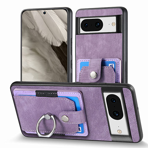 Coque Silicone Gel Motif Cuir Housse Etui SD5 pour Google Pixel 8 5G Violet