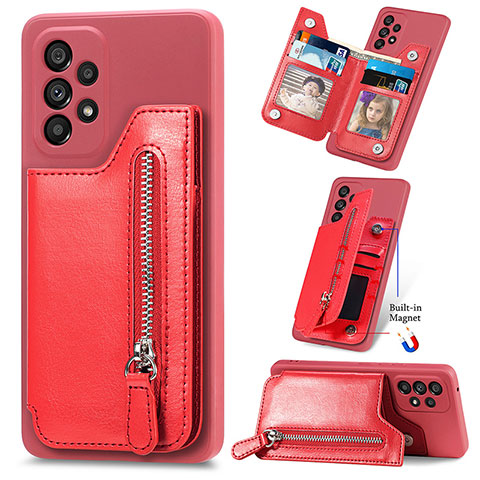 Coque Silicone Gel Motif Cuir Housse Etui SD5 pour Samsung Galaxy A23 4G Rouge