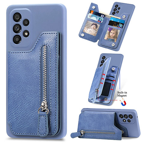 Coque Silicone Gel Motif Cuir Housse Etui SD5 pour Samsung Galaxy A23 5G Bleu