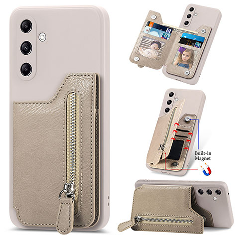 Coque Silicone Gel Motif Cuir Housse Etui SD5 pour Samsung Galaxy A34 5G Kaki