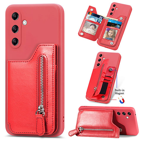 Coque Silicone Gel Motif Cuir Housse Etui SD5 pour Samsung Galaxy A34 5G Rouge