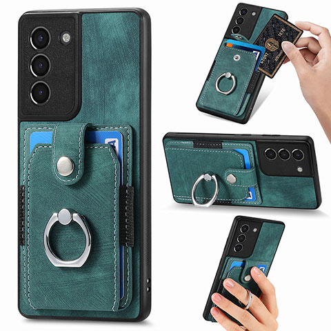 Coque Silicone Gel Motif Cuir Housse Etui SD5 pour Samsung Galaxy S21 FE 5G Vert