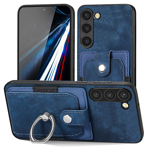 Coque Silicone Gel Motif Cuir Housse Etui SD5 pour Samsung Galaxy S22 5G Bleu