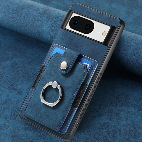 Coque Silicone Gel Motif Cuir Housse Etui SD6 pour Google Pixel 8 5G Bleu