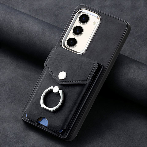 Coque Silicone Gel Motif Cuir Housse Etui SD6 pour Samsung Galaxy S23 5G Noir