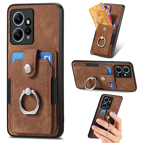 Coque Silicone Gel Motif Cuir Housse Etui SD6 pour Xiaomi Redmi Note 12 4G Marron