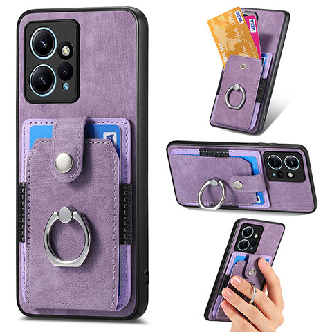 Coque Silicone Gel Motif Cuir Housse Etui SD6 pour Xiaomi Redmi Note 12 4G Violet Clair