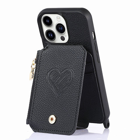 Coque Silicone Gel Motif Cuir Housse Etui SD7 pour Apple iPhone 13 Pro Noir