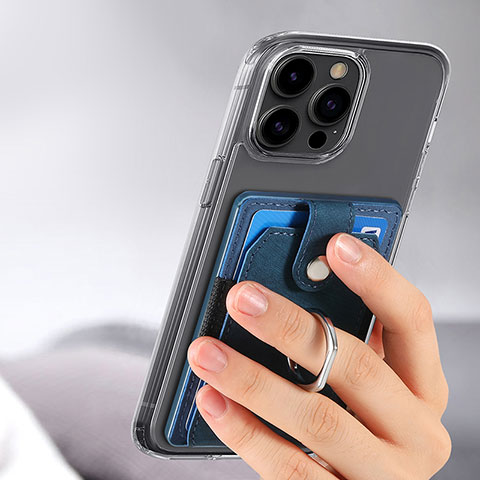 Coque Silicone Gel Motif Cuir Housse Etui SD7 pour Apple iPhone 15 Pro Max Bleu