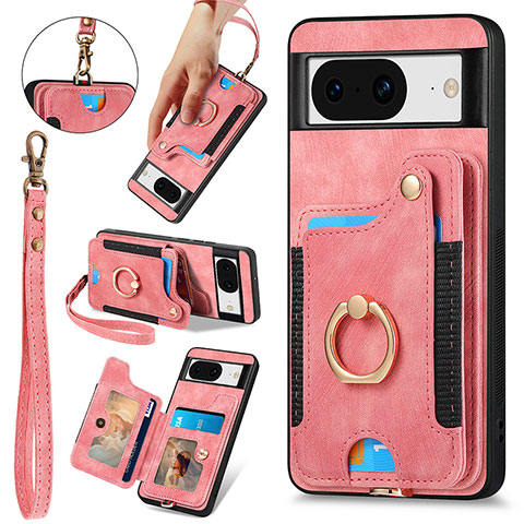 Coque Silicone Gel Motif Cuir Housse Etui SD7 pour Google Pixel 8 5G Rose