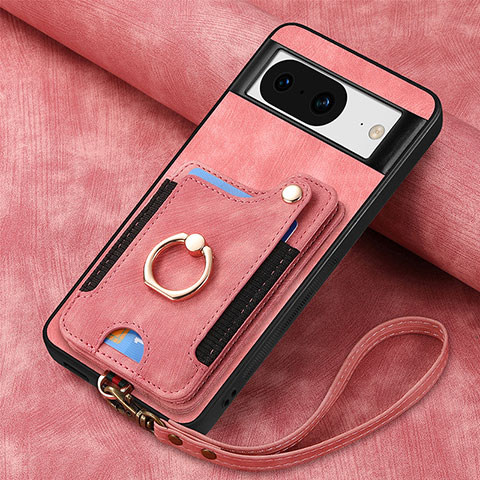 Coque Silicone Gel Motif Cuir Housse Etui SD8 pour Google Pixel 8 5G Rose