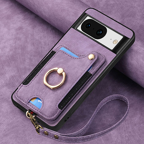 Coque Silicone Gel Motif Cuir Housse Etui SD8 pour Google Pixel 8 5G Violet